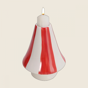 Red Stiped Candle Holder