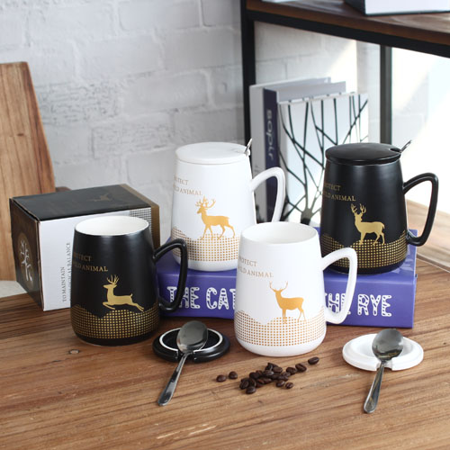 stoneware deer coffee mug