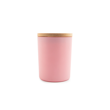 Pot de bougie en verre givré de 200 ml rose