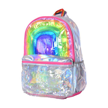 TPU Laser Schoolbag Transparent Symphony Backpack Large-capacity Cartoon Sequins Children's Leisure Schoolbag