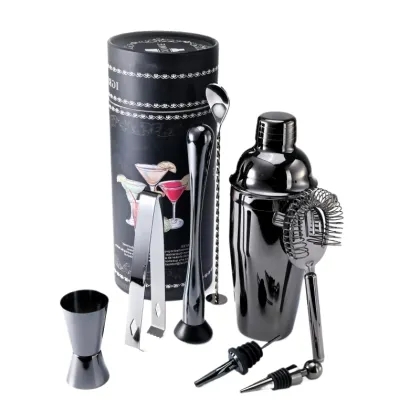 Portable 8-Piece Bartender Kit with 750ml Martini Shaker - Food Grade Metal Barware Tools