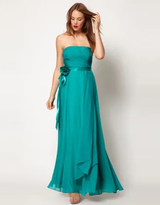 Banding Maxi Ankle Maxi Dress , Lightweight Chiffon Sweetheart Neckline