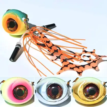 Luminous Glow Slider Snapper Sea Bream Bottom Jig Heads with Skirts - Various Weights (60g-200g)