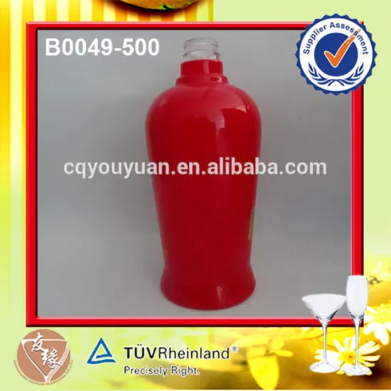 Hot Sale Round Pink Glass Wine Bottle
