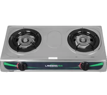 Double Burner Stainless Steel Gas Cooker: LPG, NG, and Biogas Options