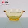 Ato Borosilicate Glass Amber Bowl مع المقابض الزجاجية