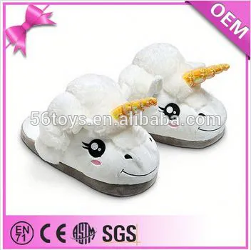 2015 hot selling plush unicorn slippers plush animal slippers for women