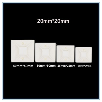 20mm*20mm white Tie Mount Plastic Self Adhesive Cable Mounter Base Holder White glue type cable positioning fixed seat 100pcs