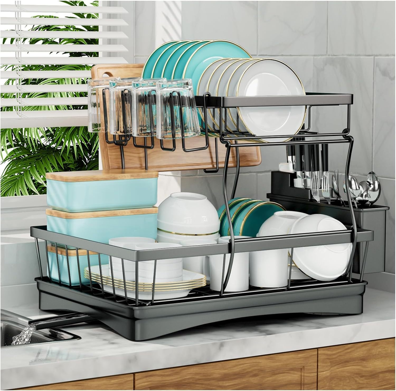 Double-Layer Stainless Steel Dish Rack