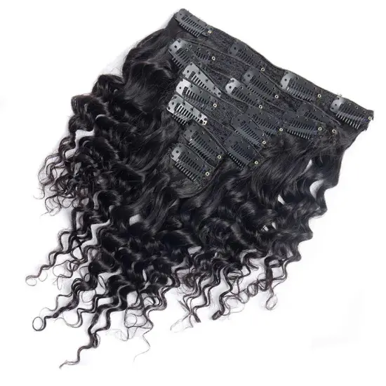 Bulk Clip In Hair Extension 100%  Vietnamese Human Hair Curly Wave Virgin Cuticle Aligned Hair