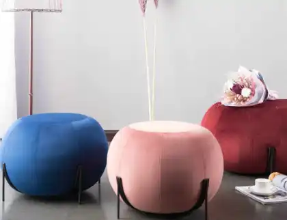 Sofa Stool Velvet Tufted Metal Stool