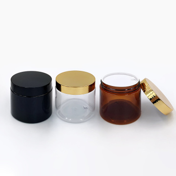 OEM wholesale 30ml 60ml 100ml 200ml empty cosmetic popular amber colour pet plastic jars with aluminum plastic lid