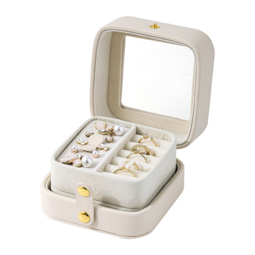 Portable Square transparent PU Travel Storage Jewelry Case