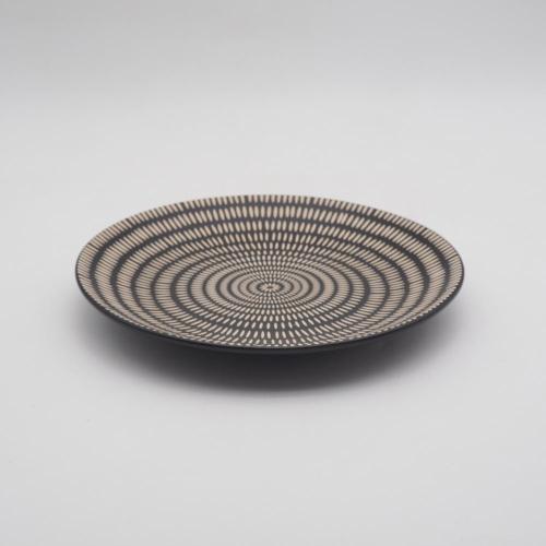 Impresión de juegos de vajillas de gres en negro y dorado, set de cena de cocina de vajilla de cerámica