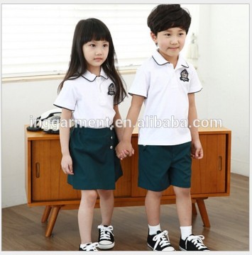 Primary School Student Kid's Uniform Short Sleeve White Polo Shirt