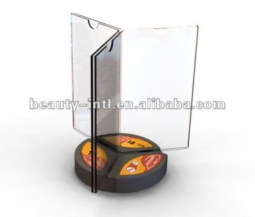 three side acrylic plastic menu stand