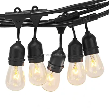 Waterproof Commercial Heavy Duty PVC Black Cable LED Dimmable Outdoor String Lights With Dimmer