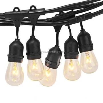 Waterproof Commercial Heavy Duty PVC Black Cable LED Dimmable Outdoor String Lights With Dimmer