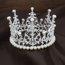 Fashion Full Round Pearl Pageant Crowns