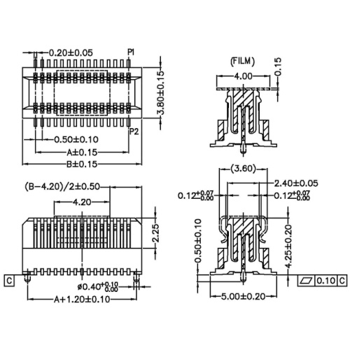 Single-Slot-H4.25-Board-to-Board-Stecker weiblicher H4.25