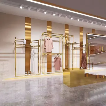 Custom Stainless Steel Boutique Gold Clothing Racks Garment Metal Shelf Store Dress Display Stand for Clothes Shops