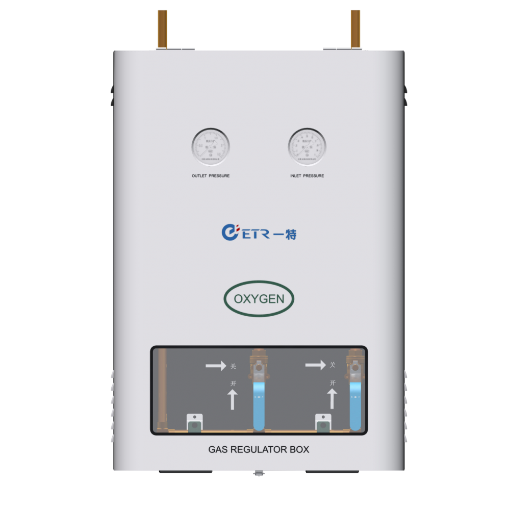 Hospital medical gas pressure regulator box