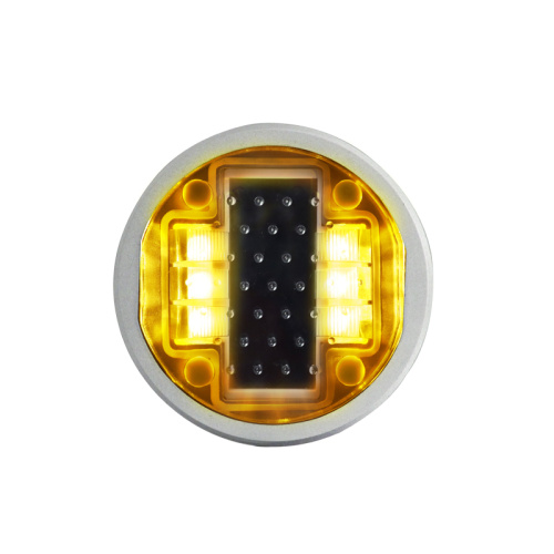Yellow flashing light aluminum pressure round road stud