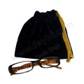 Black embroidery pouch with gold string