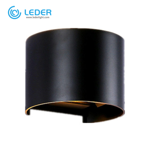 LEDER Black Circle LED Outdoor Wall Light