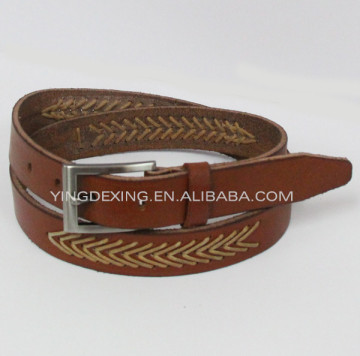 casual leather herringbone stitching belt