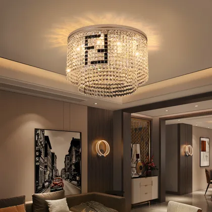 Modern LED Round Crystal Chandelier Compatible with Fendi