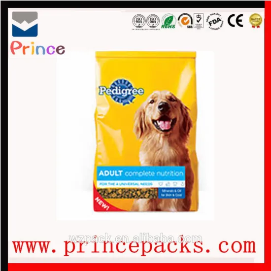 custom printed foil plastic bag/wholesale pedigree dog food/snack packaging bags