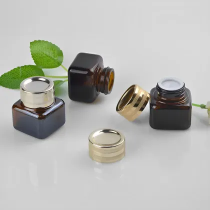 High Quality Square Brown 15ml Glass Eye Cream Jar