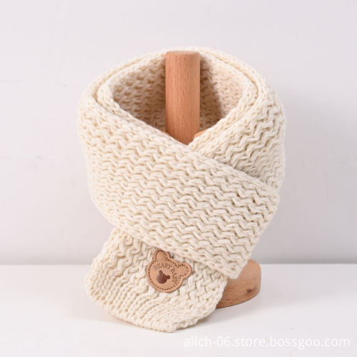 Cute Cartoon Bear Print Acrylic Knitted Scarf for Kids