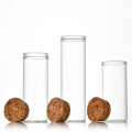 Clear tubular vial glass tube vial with cork