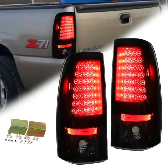 LED Rear Tail Light for Chevy Silverado 1500 2500 3500 2002 - Smoke Lens Red Tail Lamp