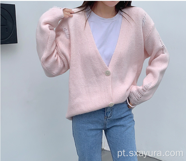 Cardigan pequeno de malha fresca estilo universitário