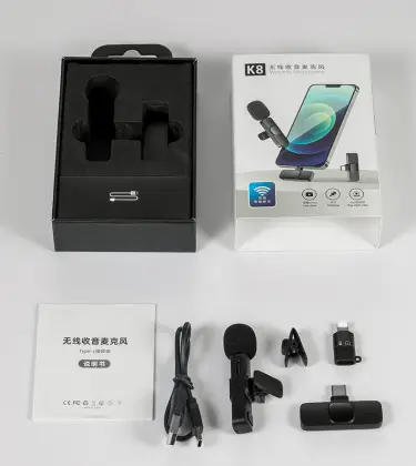Plug-and-Play Wireless Lapel Lavalier Microphone with Auto-sync for USB-C Android Phones