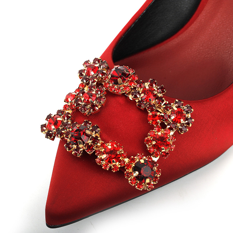 Luxurious Diamond-Buckle Stiletto Heels