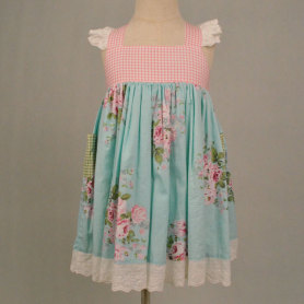 Girls Cotton Vintage Print Floral Dress Boutique Dress