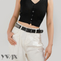 Classic Black PU Leather Belt for Women