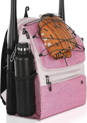 Sports Backpack for Girls and Women: Youth Baseball, T-Ball, and Softball Equipment Bag