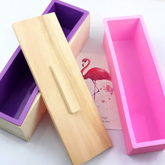 DIY Soap Making Kit: Thickened Loaf Rectangle Silicone Molds with Wooden Box