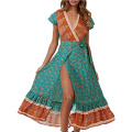 Vestidos de embrulho feminino Bohemian floral impresso