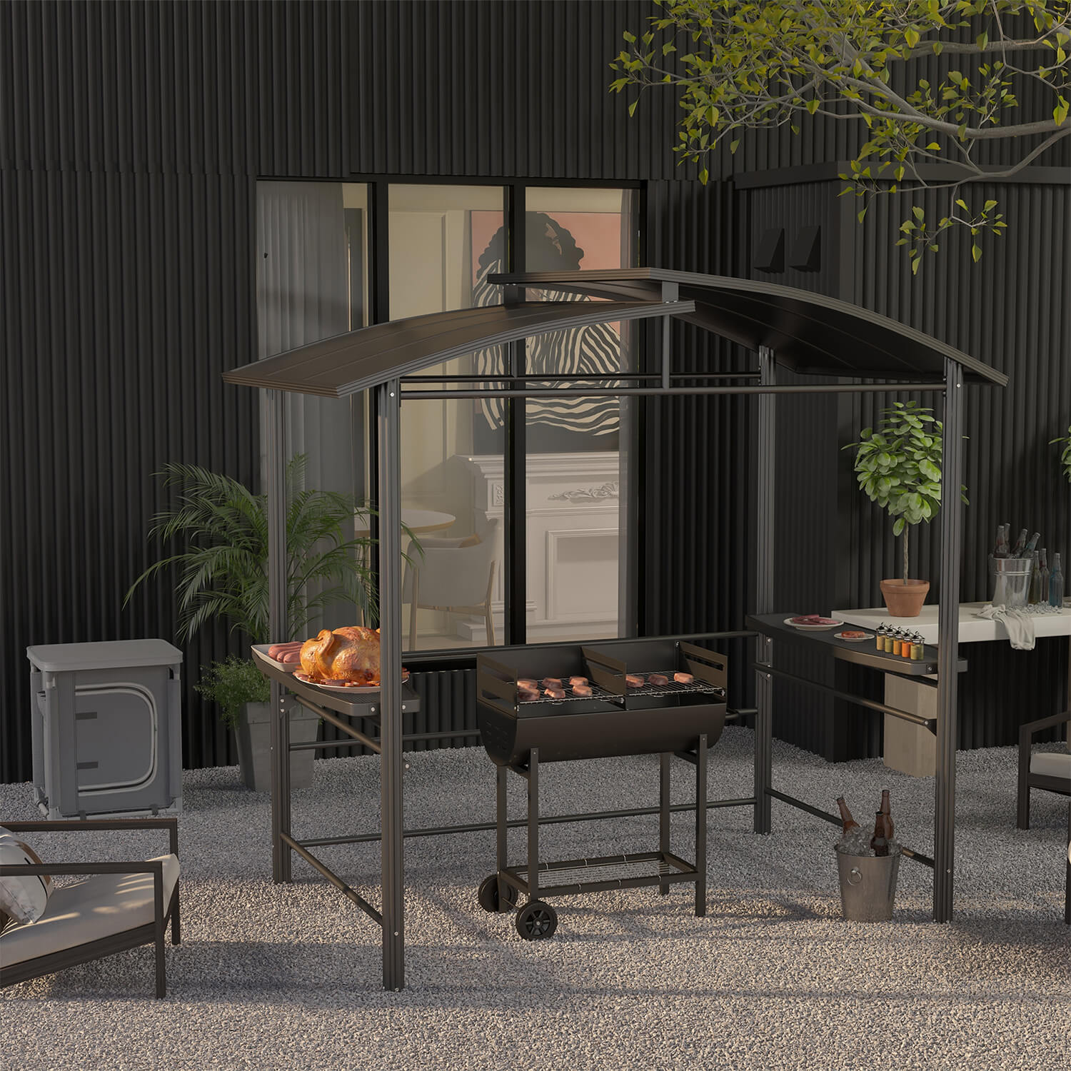 Double grill charcoal oven
