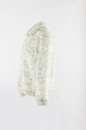 jaket bulu palsu putih dengan sarung anjal