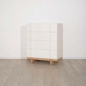 Modern Minimalist Solid Oak 4-Drawer Mint White Dresser