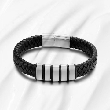 DADA Personalized Men's Cowhide Braided Bracelet with Titanium Steel