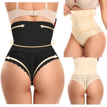 Women's High Waist Tummy Control Corset Shapewear Lace Thong Body Shaper with Butt Lifter