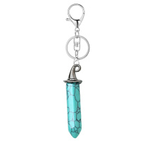 Turquoise Hexagonal Prism GunBlack Wizard Cap Pendant Keychain